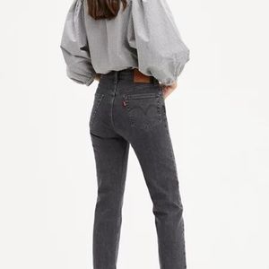 Levi’s 501 original stretch cropped jeans in Cabo fade black